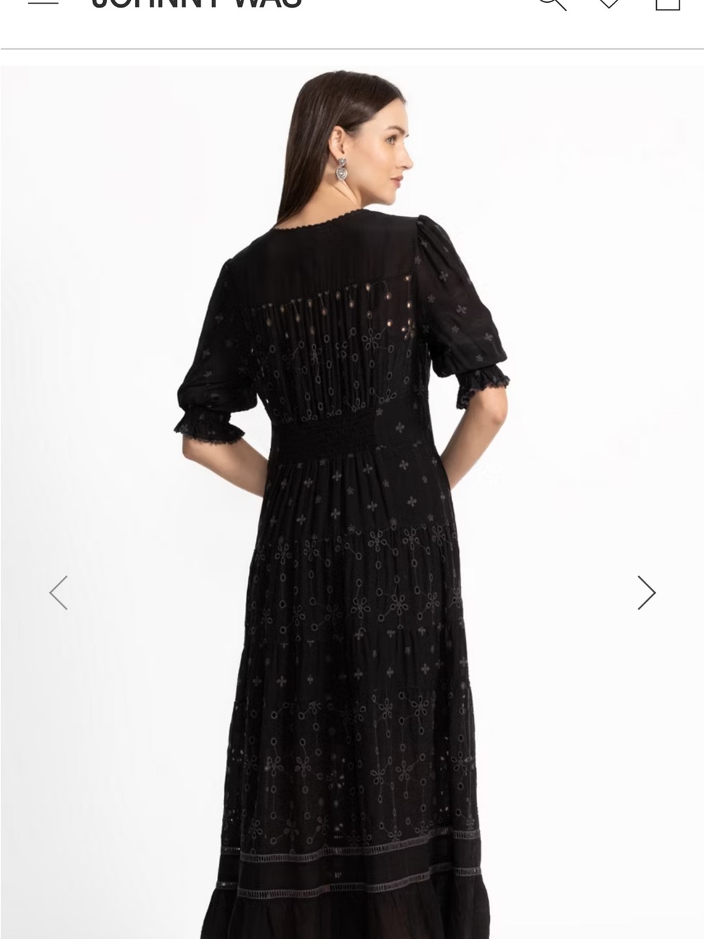 Johnny Was New With Tags Black Embroidered Maxi Daphne Eyelet Dress Medium - Picture 3 of 9